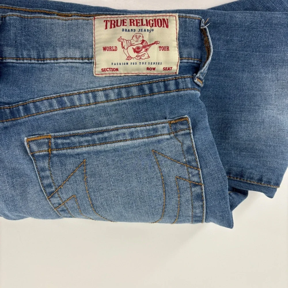 True Religion Ricky Relaxed Straight‎ Mens 36x32 Blue Good Stretch Denim Jeans